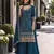 Teal vichitra semi stitched suit with heavy embroidery work