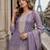 Lavender gold crush semi stitched suit with heavy embroidery work