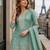 Sky blue gold crush semi stitched suit with heavy embroidery work