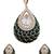 Women green gold-plated ad-studded teardrop pendant with earrings jewellery set