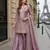 Peach gold crush semi stitched suit with heavy embroidery work