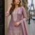 Peach gold crush semi stitched suit with heavy embroidery work