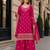 Red georgette semi stitched suit with heavy embroidery work