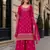 Red georgette semi stitched suit with heavy embroidery work