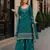 Teal green georgette semi stitched suit with heavy embroidery work