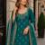 Teal green georgette semi stitched suit with heavy embroidery work