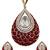 Women ruby gold-plated ad-studded teardrop pendant with earrings jewellery set