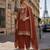 Orange vichitra silk semi stitched suit with embroidery & sequence work