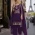 Purple vichitra silk semi stitched suit with embroidery & sequence work