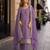 Purple vichitra silk semi stitched suit with embroidery & sequence work
