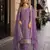 Purple vichitra silk semi stitched suit with embroidery & sequence work