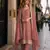 Peach vichitra silk semi stitched suit with embroidery & sequence work