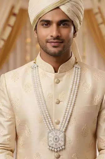 Pearl-beaded dulha moti mala haar necklace