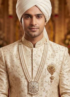Beaded Layered Dulha Moti Mala With Designer Brooch 6