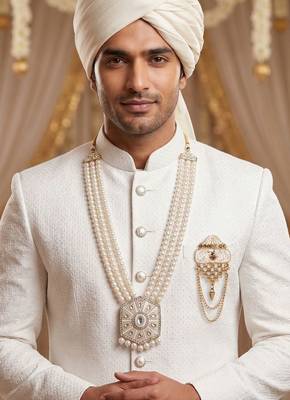 Beaded Layered Dulha Moti Mala With Designer Brooch 6