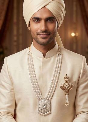 Beaded Layered Dulha Moti Mala With Designer Brooch 6
