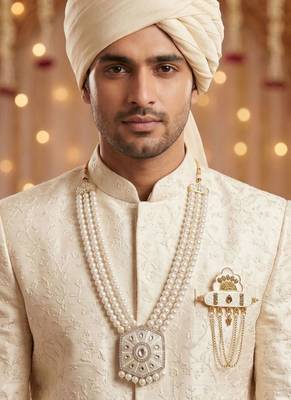 Beaded Layered Dulha Moti Mala With Designer Brooch 6