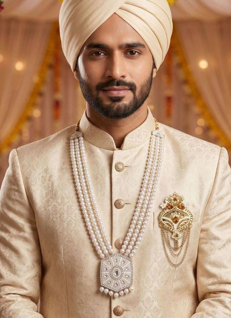 Beaded Layered Dulha Moti Mala With Designer Brooch
