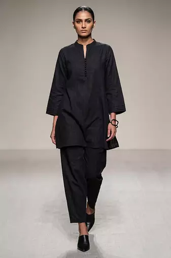 Charcoal black dupion silk kurta set