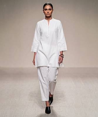 White dupion silk kurta set 1