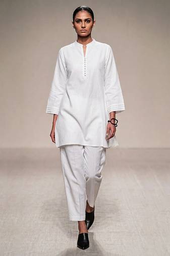 White dupion silk kurta set
