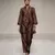 Brown embroidered dupion silk kurta set