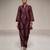 Burgundy embroidered dupion silk kurta set