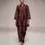 Burgundy embroidered dupion silk kurta set