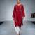 Crimson red embroidered dupion silk kurta set