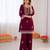 Maroon reyon thread work kurti with  pant