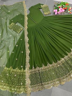 Mahendi georgette embroidered with sequin anarkali suit 2