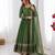 Olive green georgette embroidered with sequin anarkali suit