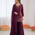 Purple reyon thread work farshi palazzo suit