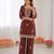 Brown reyon thread work kurti with  pant