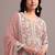 Peach color embroideried faux georgette semi stitched salwar suit