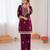 Maroon reyon thread work kurti with  pant