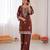 Brown reyon thread work kurti with  pant