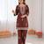 Brown reyon thread work kurti with  pant