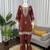 Brown reyon thread work kurti with  pant