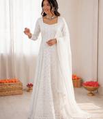 Off white georgette thread with sequin anarkali suit