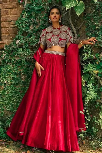 Rani Pink Art Silk Sequins & Dori Work Lehenga Choli With Dupatta