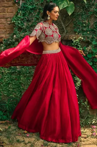 Rani Pink Art Silk Sequins & Dori Work Lehenga Choli With Dupatta