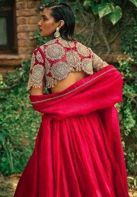 Rani Pink Art Silk Sequins & Dori Work Lehenga Choli With Dupatta 4
