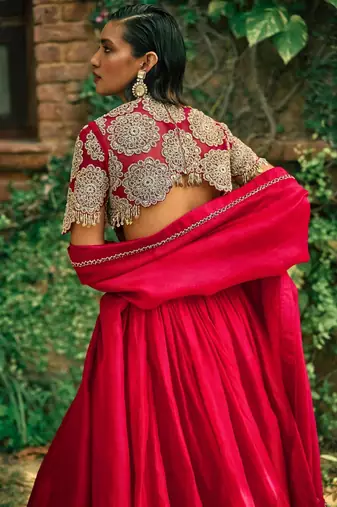 Rani Pink Art Silk Sequins & Dori Work Lehenga Choli With Dupatta