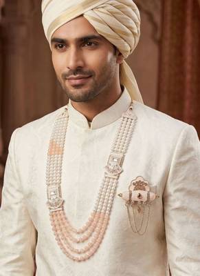 Royal Multi-Layered Groom Sherwani Mala with Decorative Brooch 6