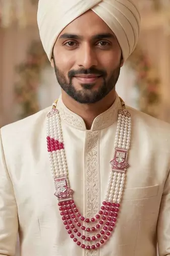 Pearl-beaded dulha moti mala haar necklace