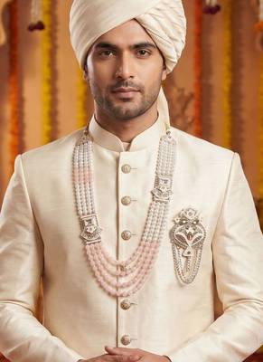 Royal Multi-Layered Groom Sherwani Mala with Decorative Brooch 6