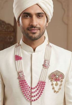 Traditional Groom Sherwani Mala Set with Brooch 6