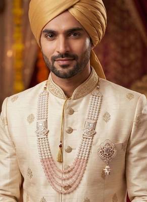 Royal Multi-Layered Groom Sherwani Mala with Decorative Brooch 6