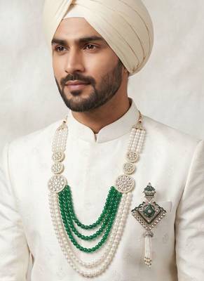 Men s Ethnic Sherwani Mala with Brooch   Perfect for Weddings & Festive Wear 6